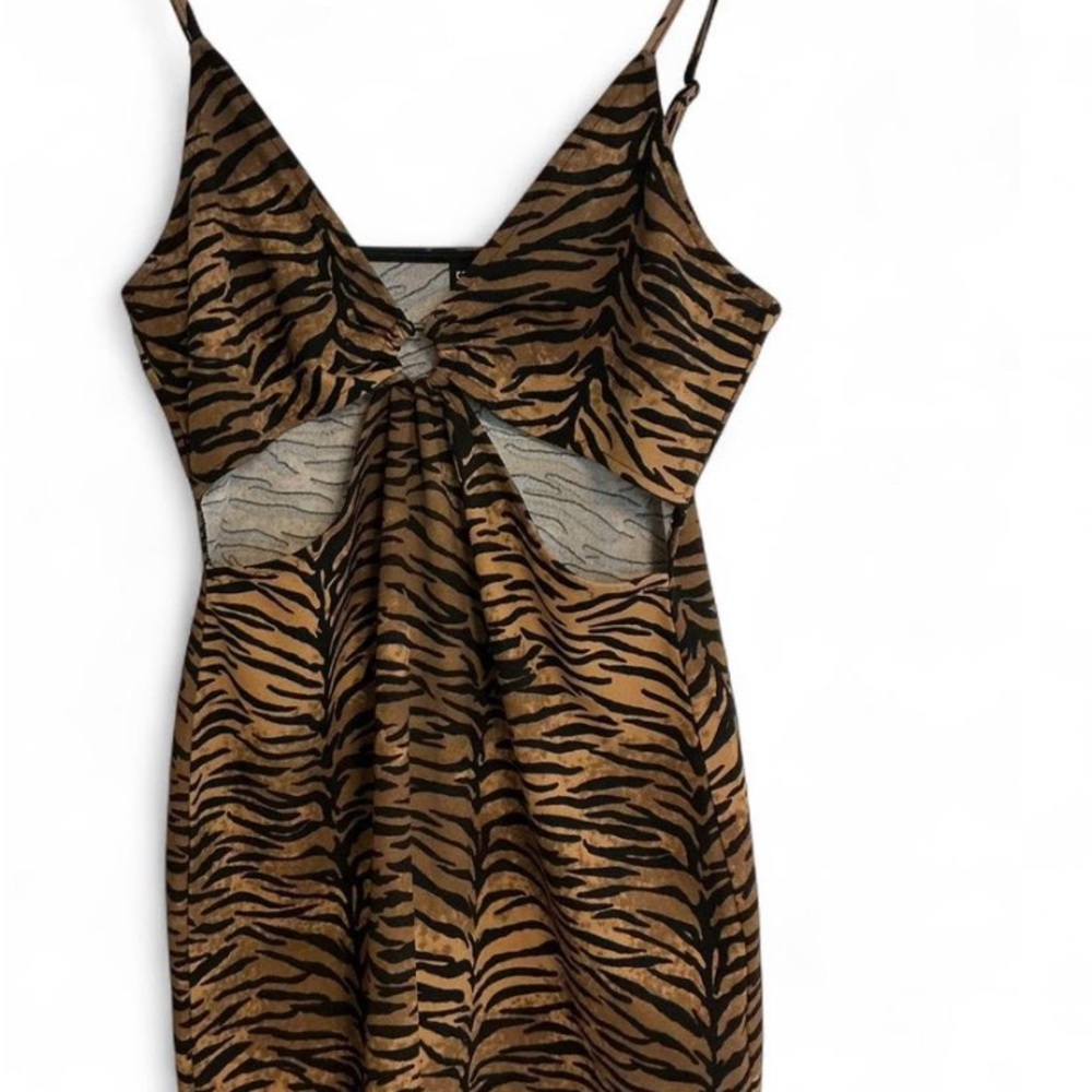 Tiger Print Spaghetti Strap Dress